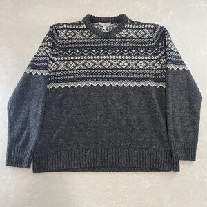 WindRiver XL Nordic Winter Wool Blend Knit Sweater Gray